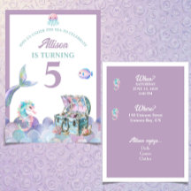 Convite de Aniversário Feminino Cauda de Sereia Ro