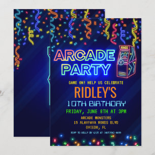 Convite de Aniversário Festa Arcade