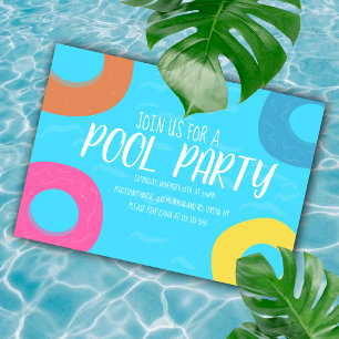 Convite de Aniversário Festa com Argola de Piscina