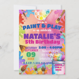 Convite de Aniversário Festa de Arte Infantil Pint
