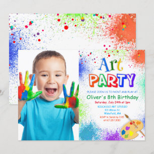 Convite de Aniversário Festa de Arte para QUALQUER