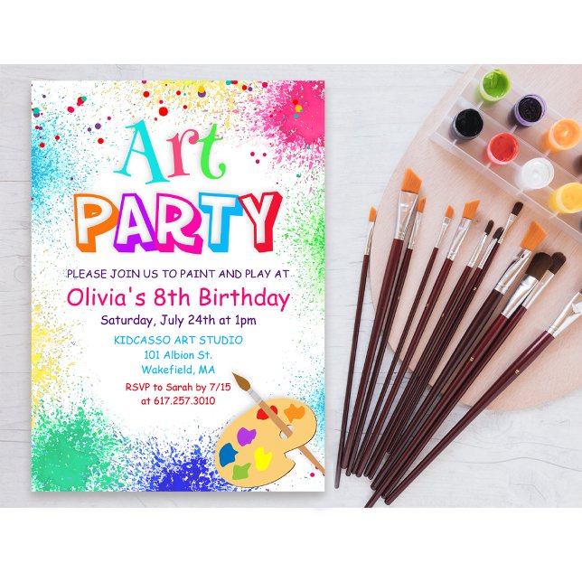 Convite de Aniversário Festa de Arte para QUALQUER (Criador carregado)