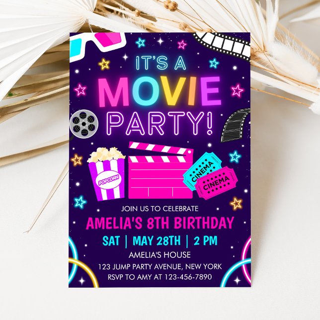 Convite de Aniversário Festa de Filme (Criador carregado)