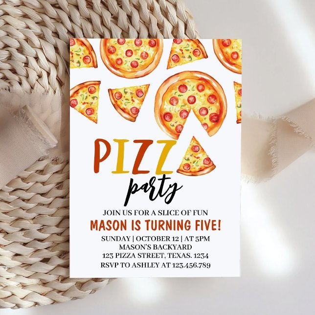 Convite de Aniversário Festa de Pizza (Criador carregado)