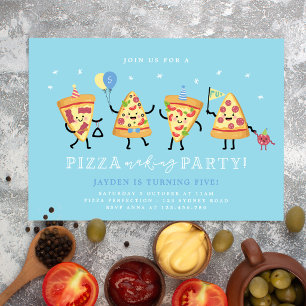 Convite de Aniversário Festa de Pizza Meninos Fest