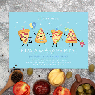 Convite de Aniversário Festa de Pizza Meninos Fest