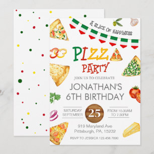 Convite de Aniversário Festa de Pizza para Criança
