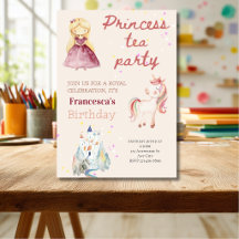 Convite de Aniversário Festa do Chá da Princesa Ro