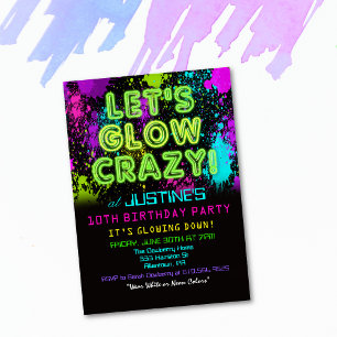 Convite de Aniversário Festa Glow para QUALQUER ID