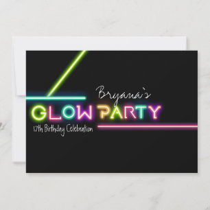 Convite de Aniversário Festa Neon GLOW PARTY
