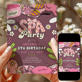 Convite de Aniversário Festa Retro Daisy Spa Marro