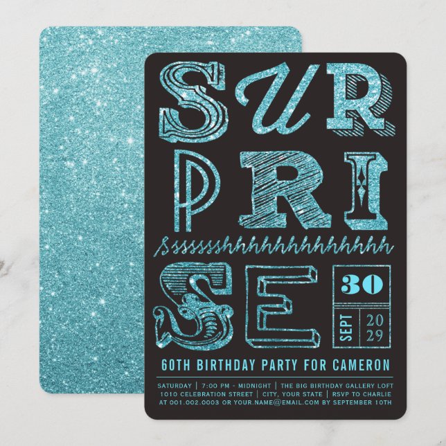 Convite de Aniversário Festa Surpresa Arte Deco Br (Frente/Verso)