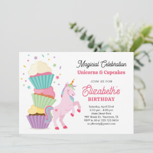 Convite de Aniversário Festivo de Cupcakes de Unic