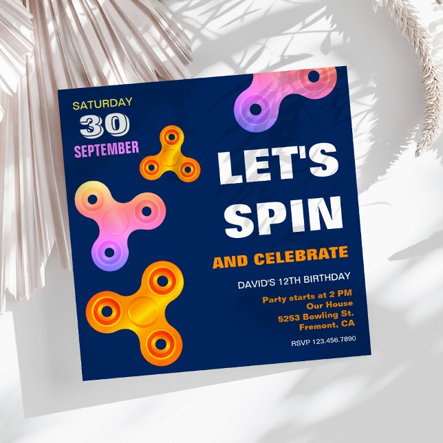 Convite de Aniversário Fidget Spinner (Criador carregado)
