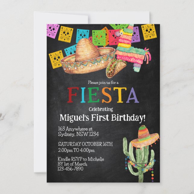Convite de aniversário Fiesta (Frente)