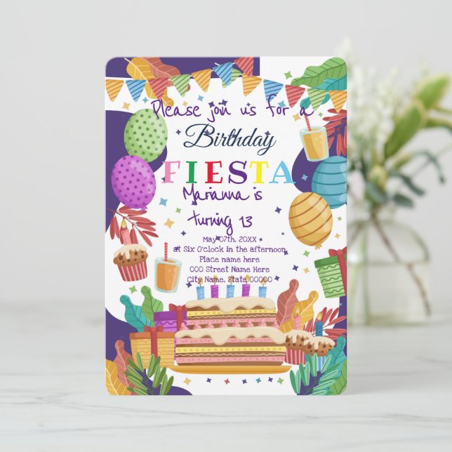 Convite de aniversário Fiesta mexicano (Em pé/Frente)