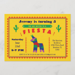 Convite de aniversário Fiesta Mexicano