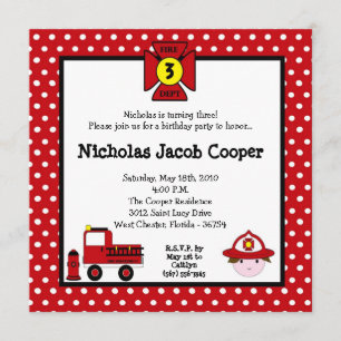 Convite de aniversário Fireman 5x5