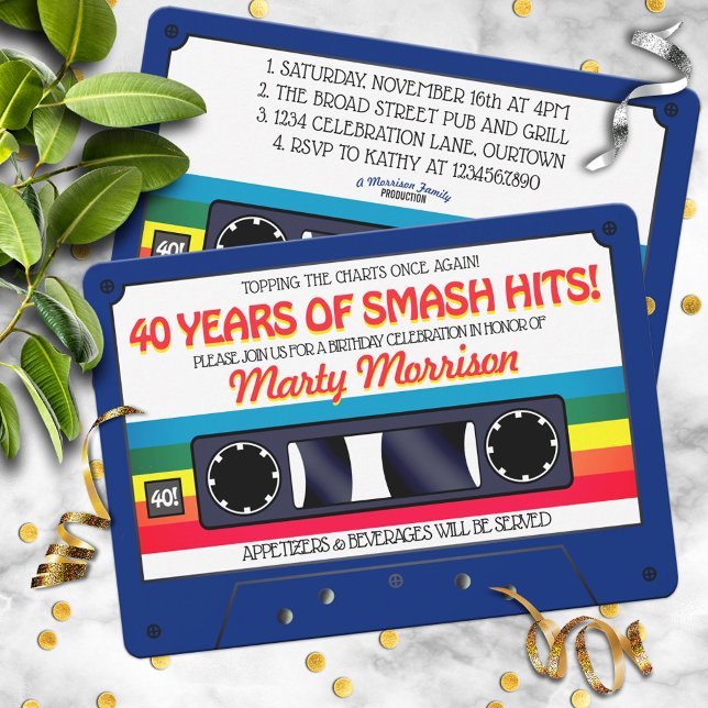 Convite de Aniversário Fita Cassete Retro dos Anos (Criador carregado)