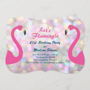 Convite de aniversário Flamingle de Vamos Sparkly