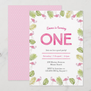 Convite de Aniversário   flamingo tropical