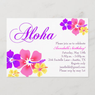 Convite de Aniversário Flor Aloha