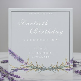 Convite de Aniversário Flor de Lavanda Aquarela pa