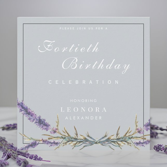 Convite de Aniversário Flor de Lavanda Aquarela pa (Criador carregado)