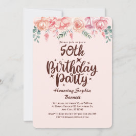 Convite de aniversário Floral 50º Personalizado