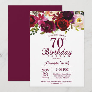 Convite de aniversário Floral 70
