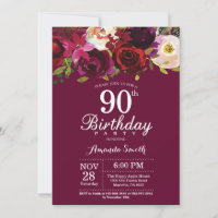 Convite de aniversário Floral 90