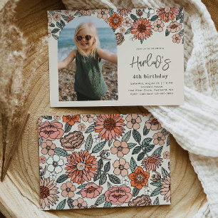 Convite de Aniversário Floral   Aniversário de Pra