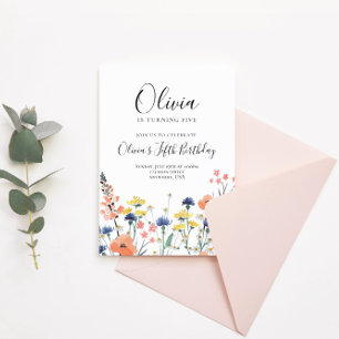 Convite de aniversário floral aquarela de flores s