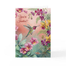 Convite de Aniversário Floral Beija-flor