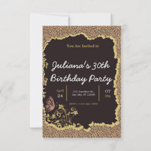 Convite de aniversário floral com estampa de anima