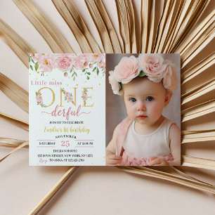 Convite de Aniversário Floral da Menina Onelinda