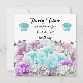 Convite de Aniversário Floral de 21 Anos