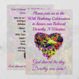 CONVITE DE ANIVERSÁRIO FLORAL DE 90 FLORAL bonito
