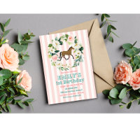 Convite de Aniversário Floral de Cavalo - QUALQUER