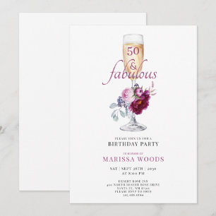 Convite de Aniversário Floral de Champanhe Fabulos