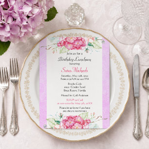 Convite de Aniversário Floral de Hortênsia Rosa El