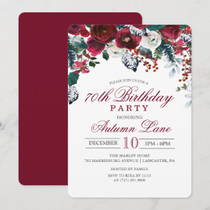 Convite de Aniversário Floral de Inverno em Borgon