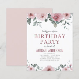 Convite de aniversário Floral de Rosa de Dusty