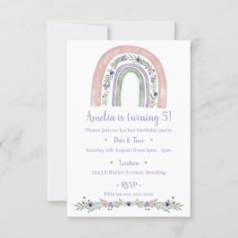 Convite de aniversário Floral do Cotovelo Pastel