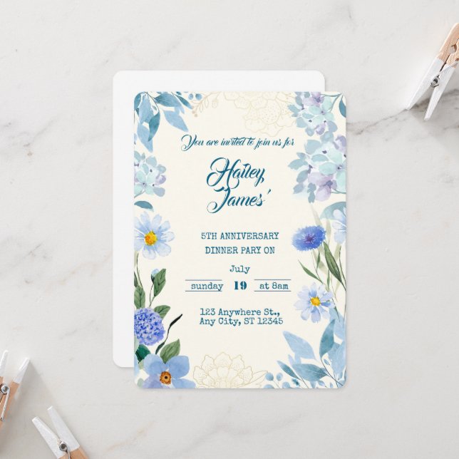 Convite de Aniversário Floral Doce para Crianças (Frente/Verso In Situ)