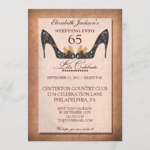Convite de aniversário floral dos calçados 65th 