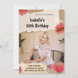 Convite de Aniversário Floral Elegante