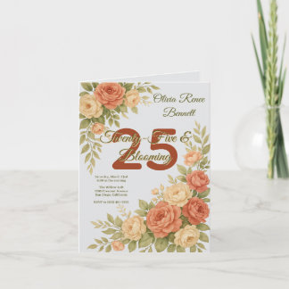 Convite de Aniversário Floral Elegante Pêssego e C