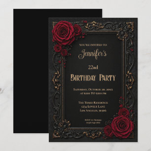 Convite de Aniversário Floral Gótico