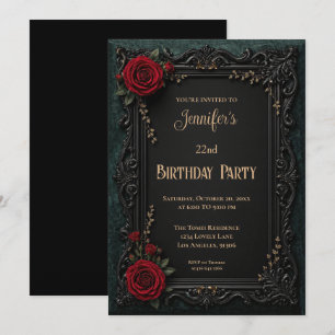 Convite de Aniversário Floral Gótico